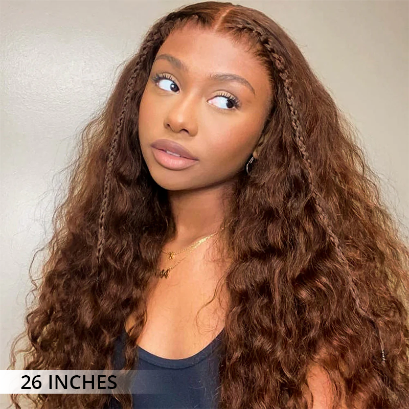 Zlike Luxury Bouncy Chocolate Brown Bohemian Curl Wigs 300% Density Super Double Drawn Virgin Human Hair Wigs Transparent Lace