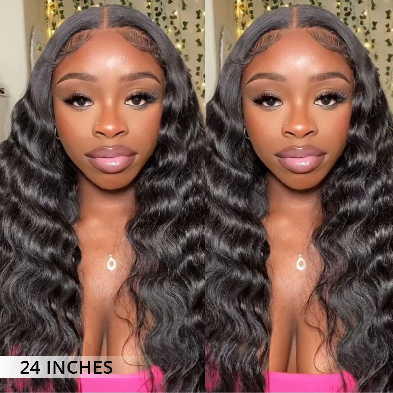 Luxury Bouncy Loose Deep Lace Front Wigs 300% Density Super Double Drawn Virgin Human Hair Wigs Transparent Lace