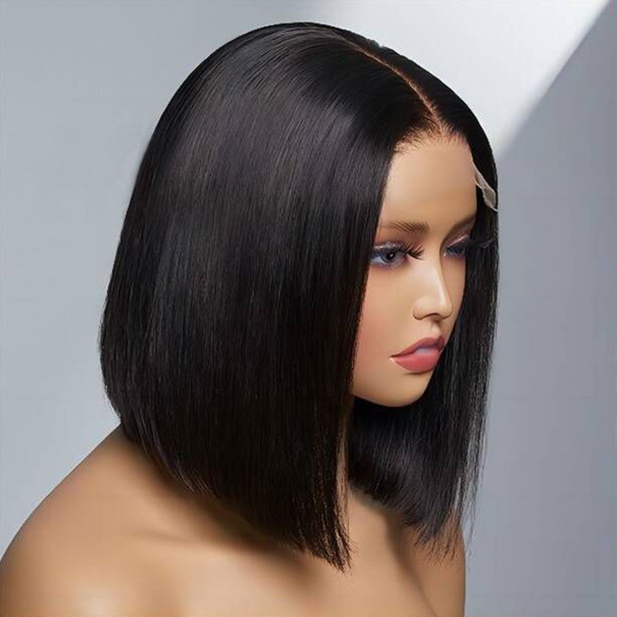 Short Straight Bob Glueless Lace Closure Transparent Lace Bob Wig 180% Density