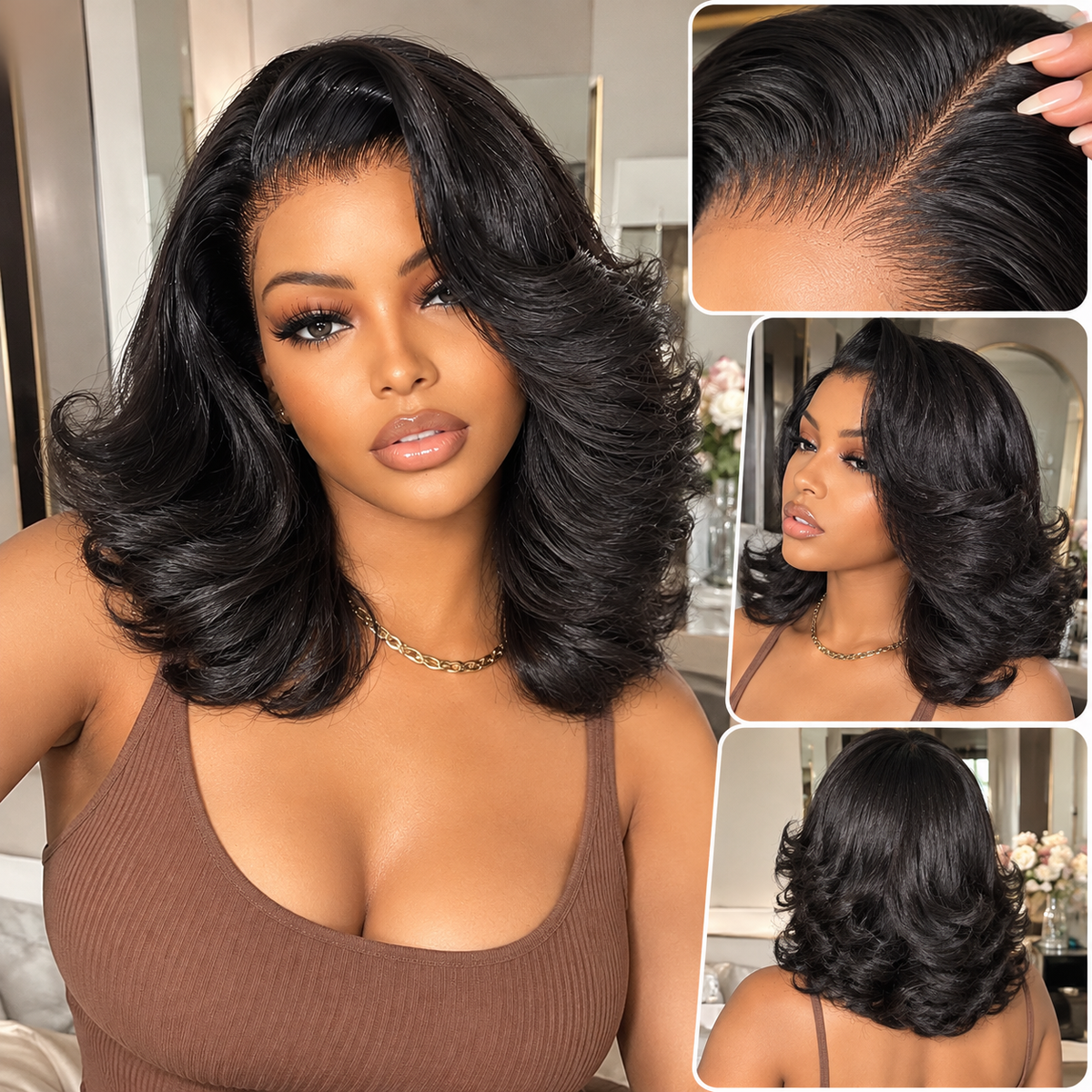 Zlike Pre-Styled Body Wave Wigs 100% Human Hair Transparent Glueless Lace Wigs