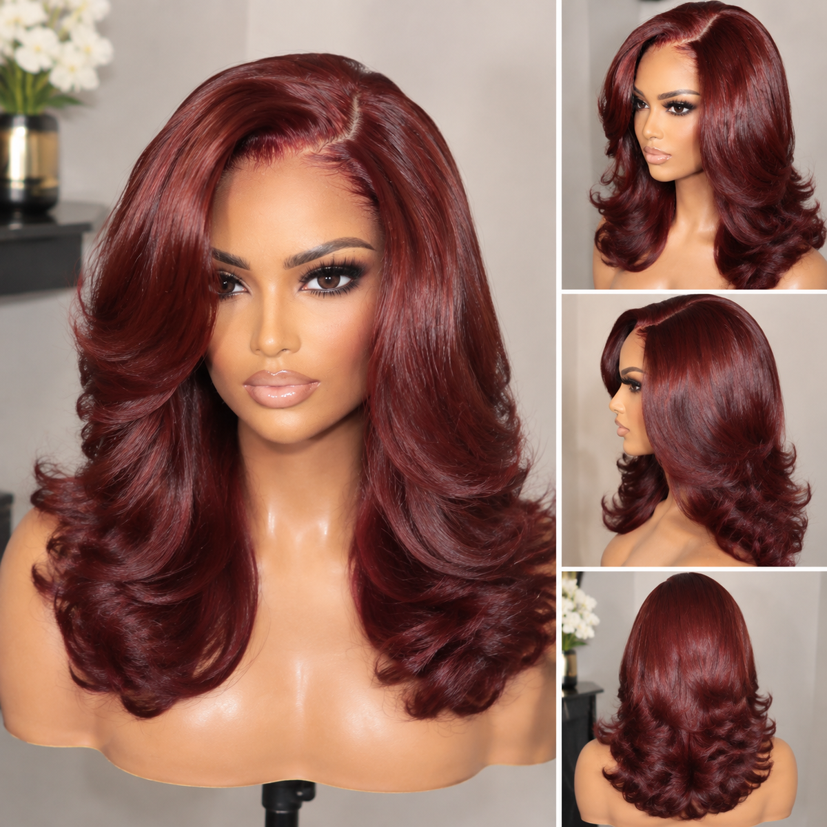 Zlike 7x5 Bouncy Body Wave Glueless Lace Front Wig With Heavy Layers & Flipped Ends Pre-Styled Human Hair