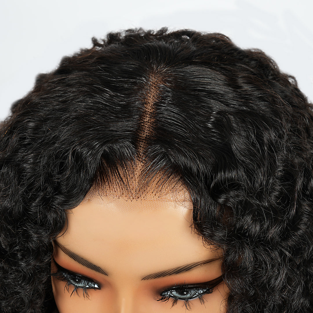 300% Density Deep Curly Transparent Lace Front Wigs Thick Fluffy Virgin Human Hair Wigs