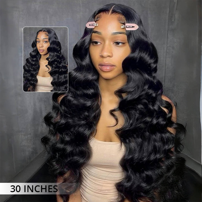 Loose Wave Wigs 300% Density Virgin Human Hair Bleach Konts Transparent Lace Front Wigs Pre Plucked Hairline