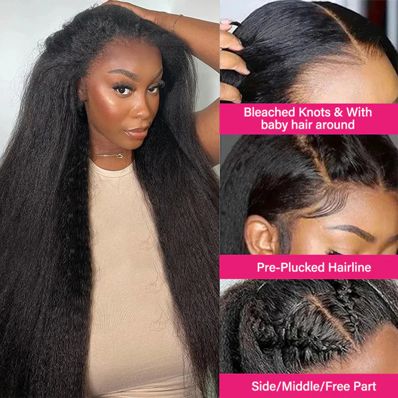 Transparent Lace Yaki Straight Hair Wig 4x4 Lace Closure Human Hair Wigs Skin Melt-Zlike