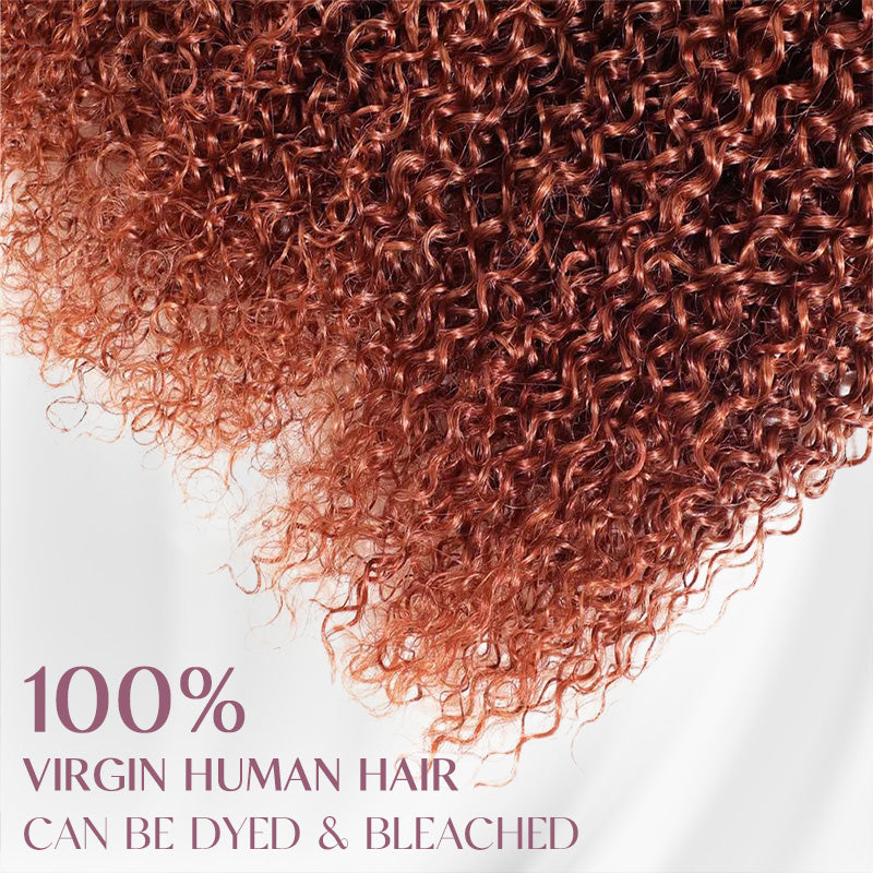 Reddish Brown #33 Curly 13x4 Lace Frontal Wig 100% Virgin Human Hair Wigs For Women