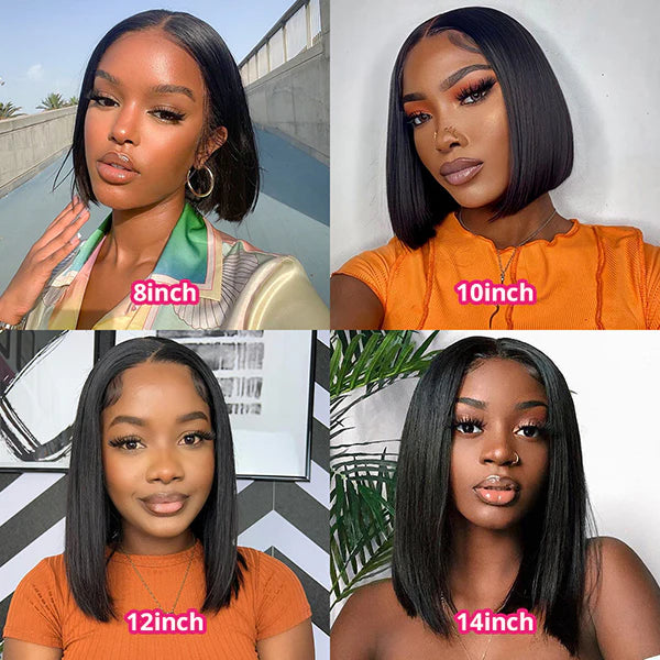 Short Bob Straight Wig 13x4 Transparent Lace Front 100% Human Hair Bob Wigs With Baby Hair