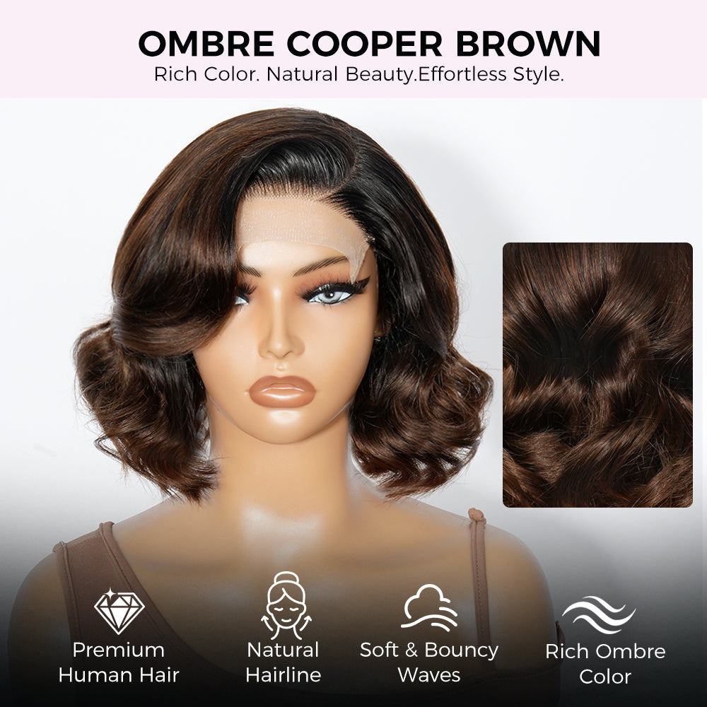 Zlike Layered Cut Bob Wigs Pre Plucked Body Wave Transparent Lace Closure Human Hair Wigs