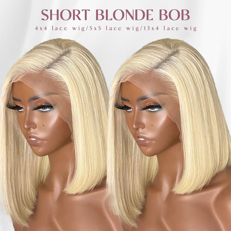 Zlike Short 613 Blonde Bob Wig With Baby Hair Human Hair Wigs For Women