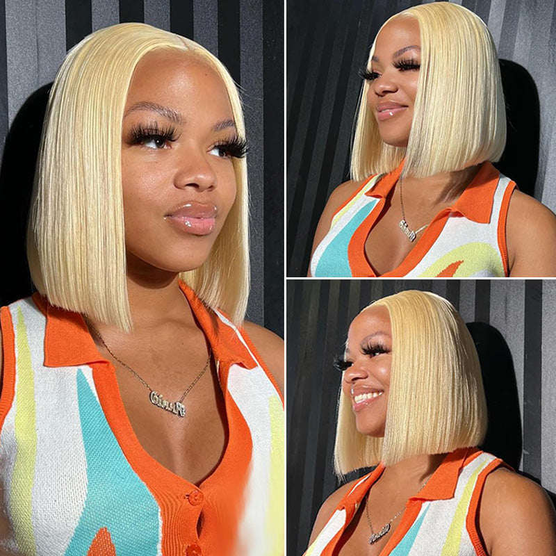 Zlike Short 613 Blonde Bob Wig With Baby Hair Human Hair Wigs For Women