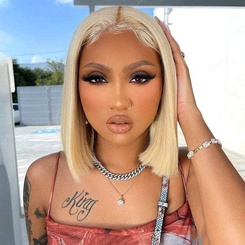 Zlike Short 613 Blonde Bob Wig With Baby Hair Human Hair Wigs For Women