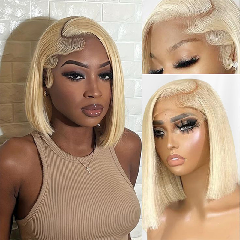 Zlike Short 613 Blonde Bob Wig With Baby Hair Human Hair Wigs For Women