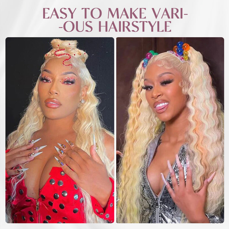 613 Blonde Jerry Curly 13x4 Lace Virgin Human Hair Wigs Pre-Plucked Natural Hairline-Zlike