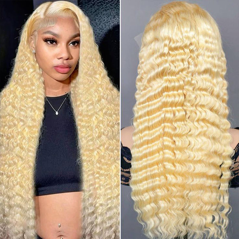 613 Blonde Jerry Curly 13x4 Lace Virgin Human Hair Wigs Pre-Plucked Natural Hairline-Zlike