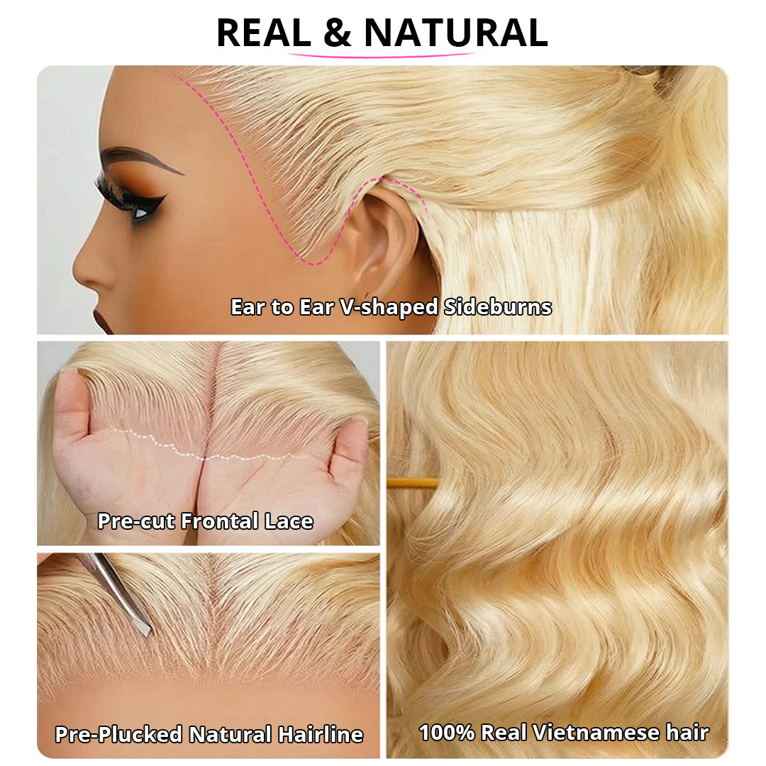 Zlike Highlihgt Blonde Color Loose Wave Clear Transparent Glueless Lace Front Human Hair Wigs