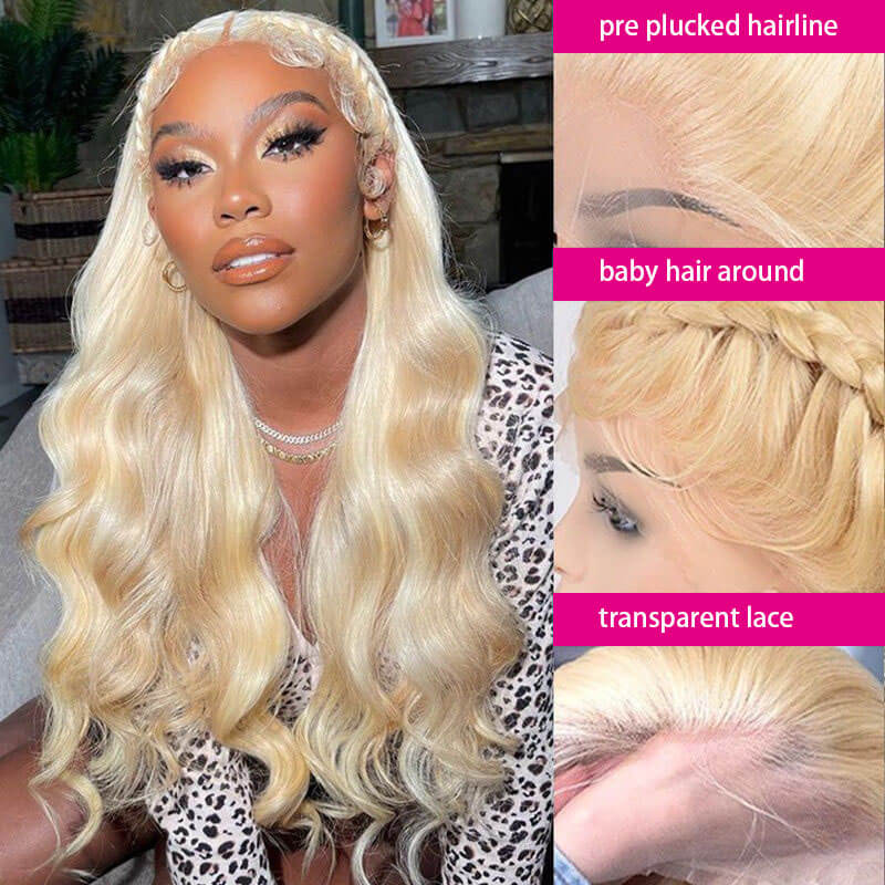 Code: ZL100F | Zlike 613 Blonde Body Wave Human Hair Wigs Transparent 13x4 Lace Front Wigs For Women