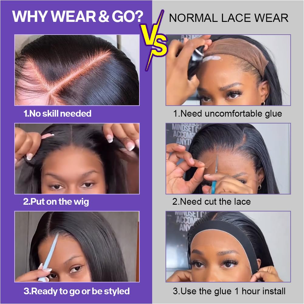 Glueless Short Bob Silky Straight 5x5 HD Lace Closure Wig Pre Cut Human Hair Lace Wigs