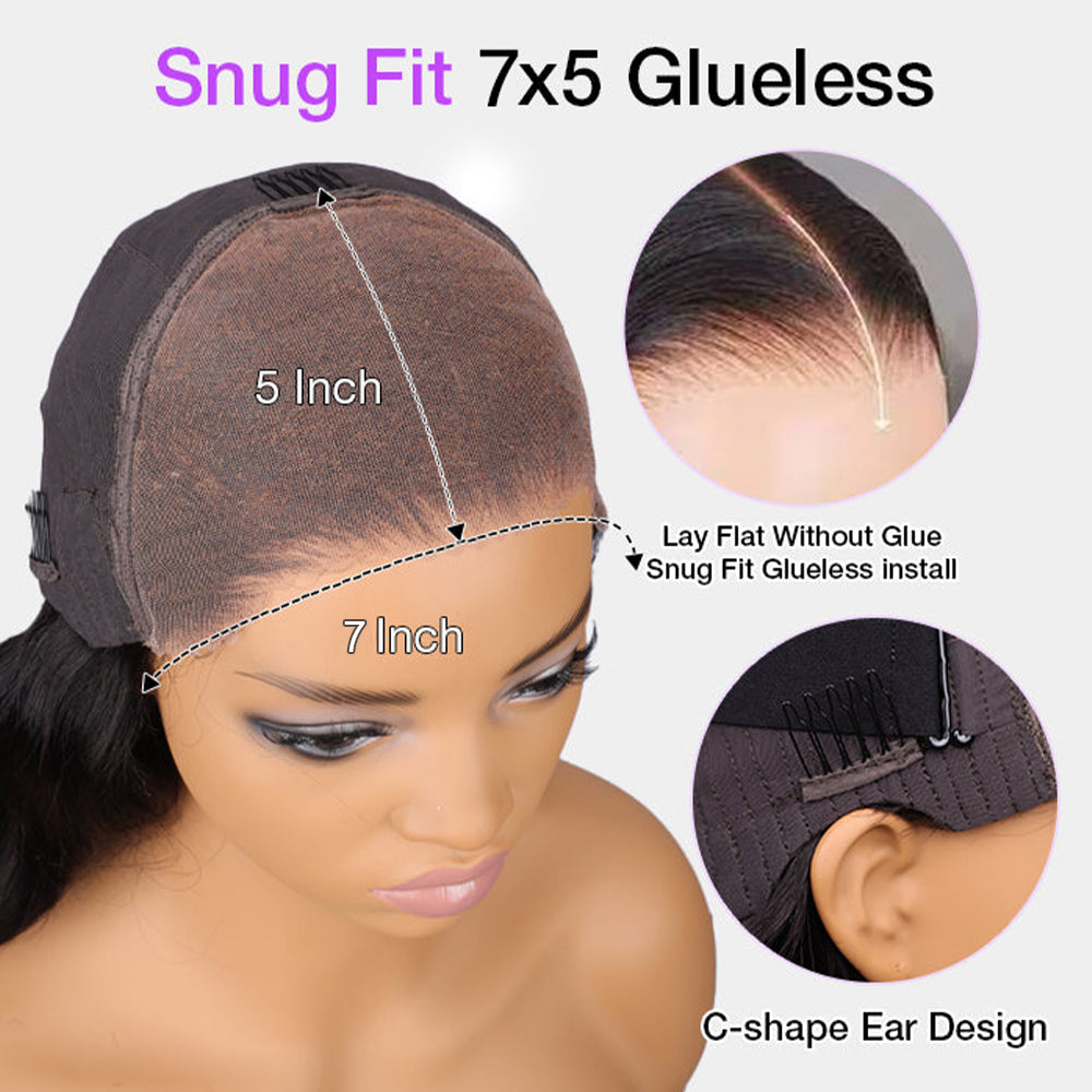 Zlike Yaki Straight Bob Pre Cut Lace Closure Wigs Human Hair Put On and Go Glueless wigs