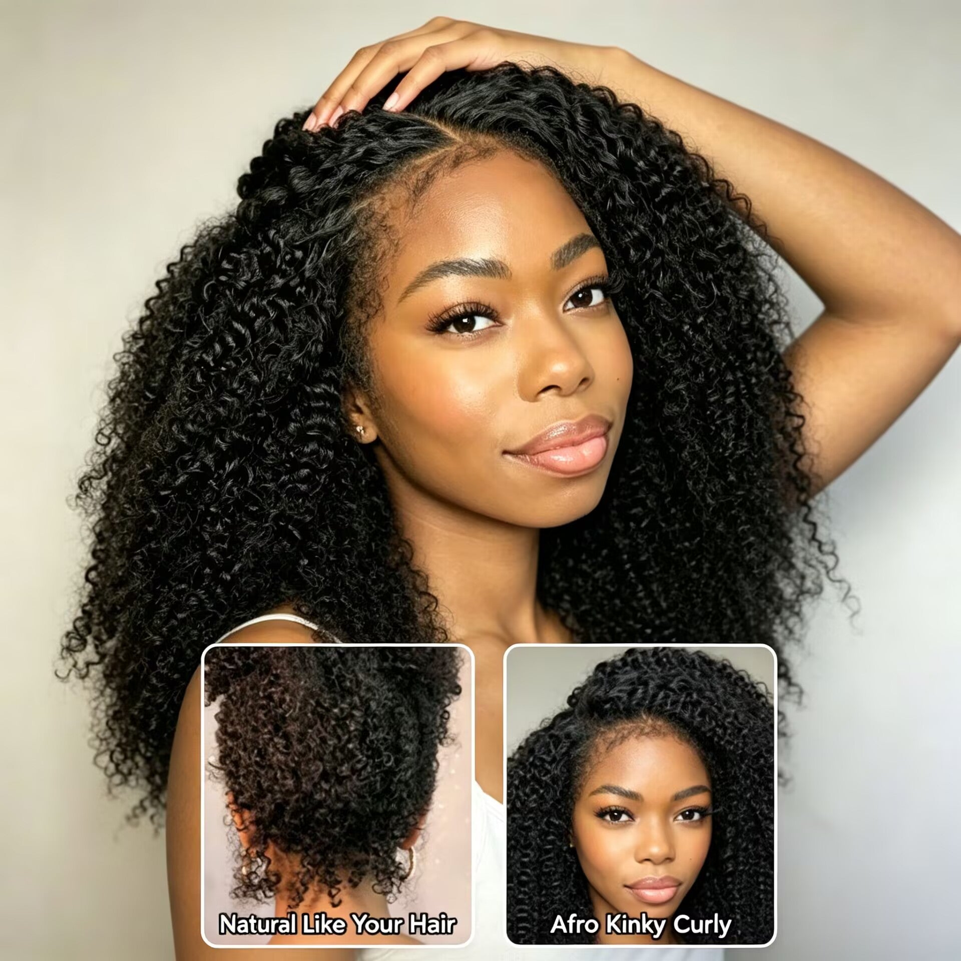 Zlike 4C Kinky Edge Hairline Afro Kinky Curly Glueless Wig Pre-Cut 7x5 HD Lace Human Hair Wig with Pre-Bleached Knots