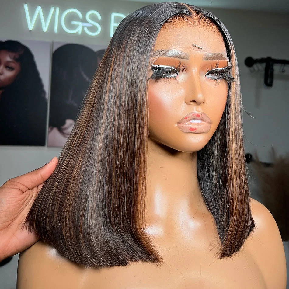 Zlike Balayage 1B/30# Colored BOB 7x5 Glueless Ready To Go Human Hair Wig