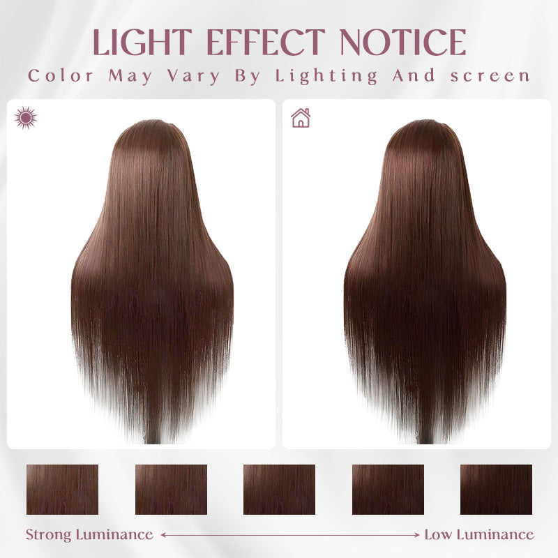 Chocolate Brown #4 Silky Straight 13x4 Lace Frontal Wigs For Women-Zlike