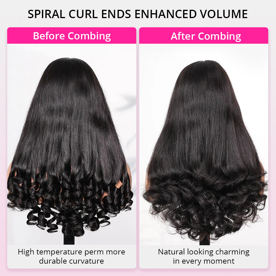 Zlike Straight Hair With Spiral Curly Ends Lace Front Wigs Virgin Human Hair Wigs Hold Curls Well