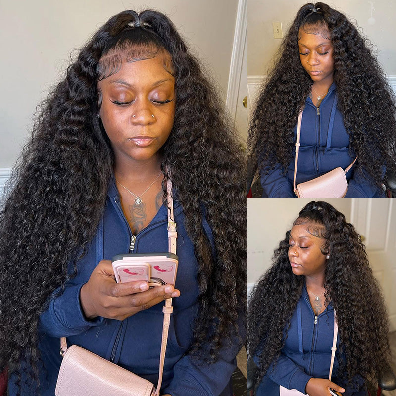 Clearance Sale | Deep Wave Transparent Lace Front Wigs 100% Human Hair Wigs Pre Plucked Hairline