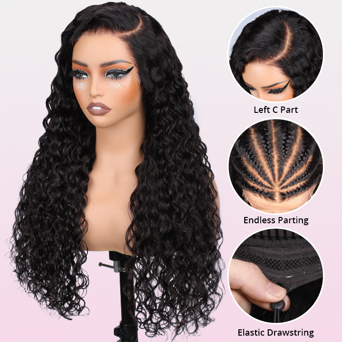 30"=$198 Water Wave Wig 100% Human Hair Transparent Lace Front Wigs Natural Hairline