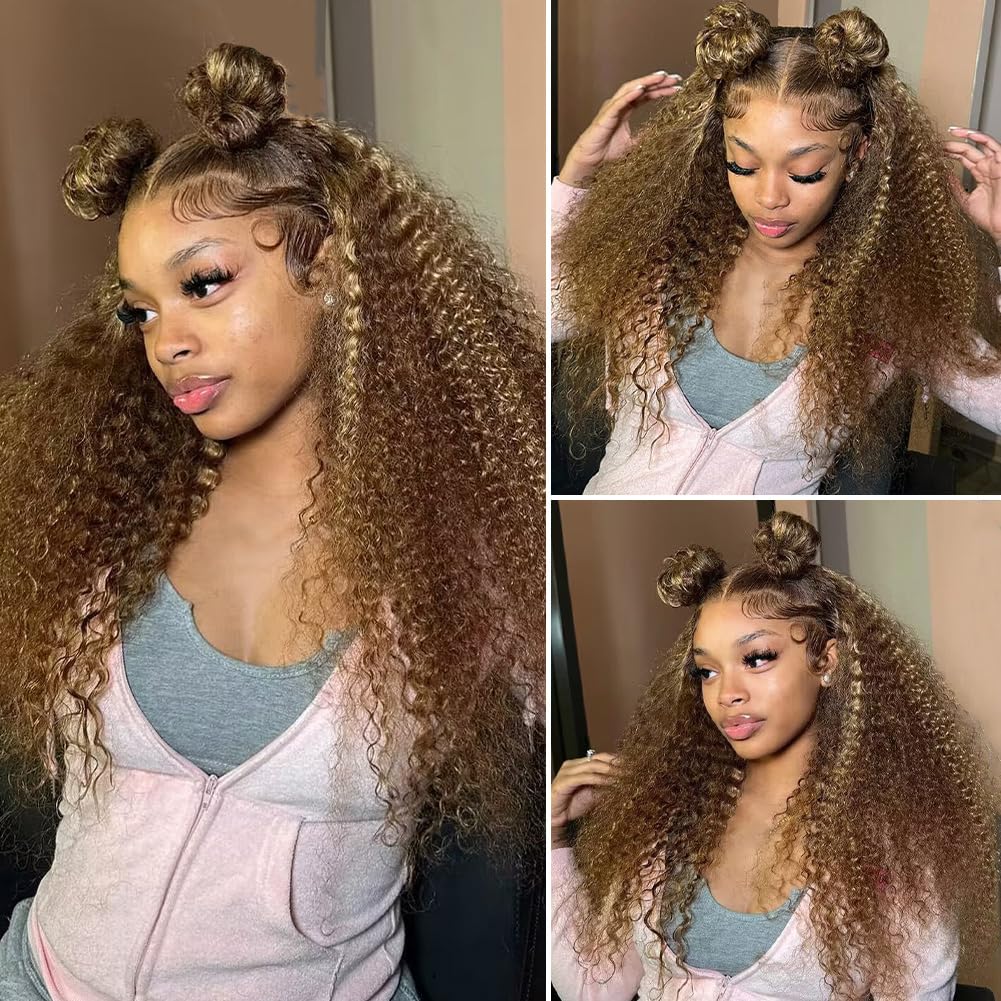 Zlike 13x4 Lace Front Wigs Honey Blonde Highlight Water Wave Human Hair Wigs