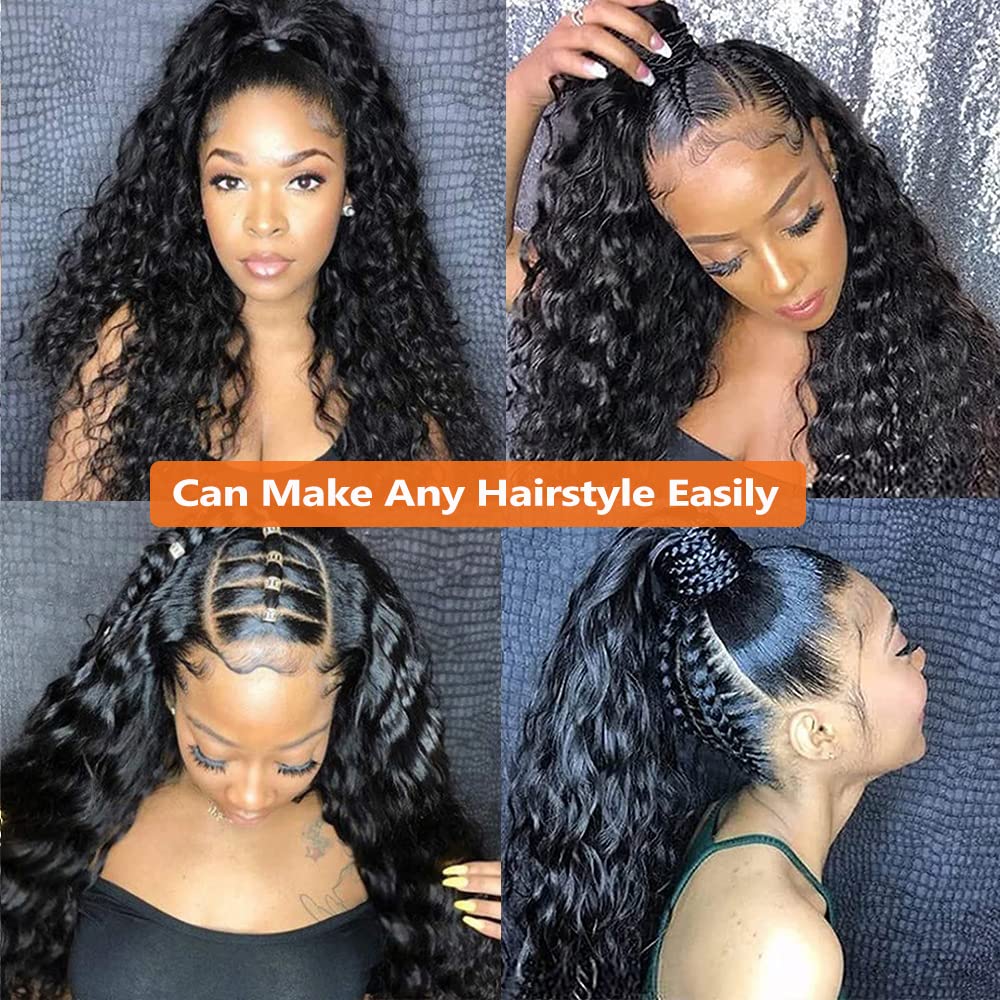 Water Wave 360 Lace Front Wig 100% Human Hair Wigs Natural Hairline For Women