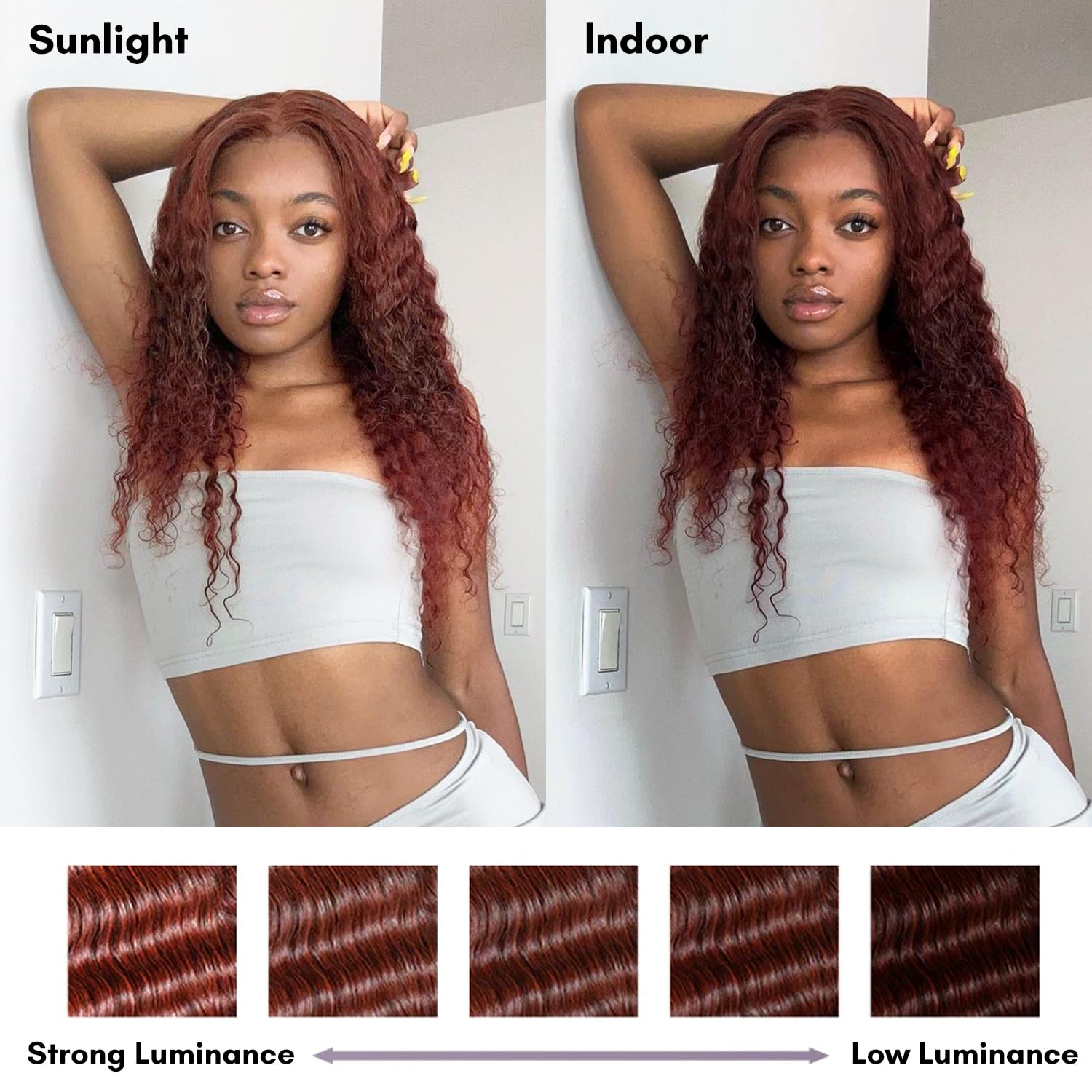Water Wave Lace Front Human Hair Wigs Brown Brunette Auburn Copper Color