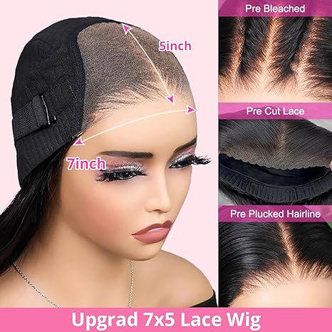 Wear & Go Kinky Curly Lace Closure Wig Pre Cut Glueless Human Hair Wigs For Women