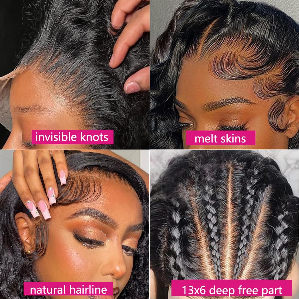 Pre Bleached Knots Water Wave 13×4 Transparent Lace Wig High Density 100% Human Hair Wigs For Women