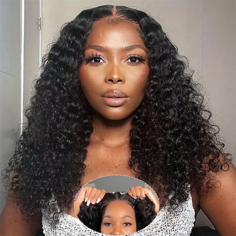 Water Wave 9x6 Glueless Lace Closure Wigs Bleached Knots Pre-Plucked Human Hair Wigs