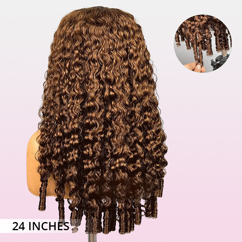 Zlike #4 Chocolate Brown 13x4 Lace Front Burmese Curly 100% Human Hair Wigs With Pre Plucked Hairline & Bleached Knots