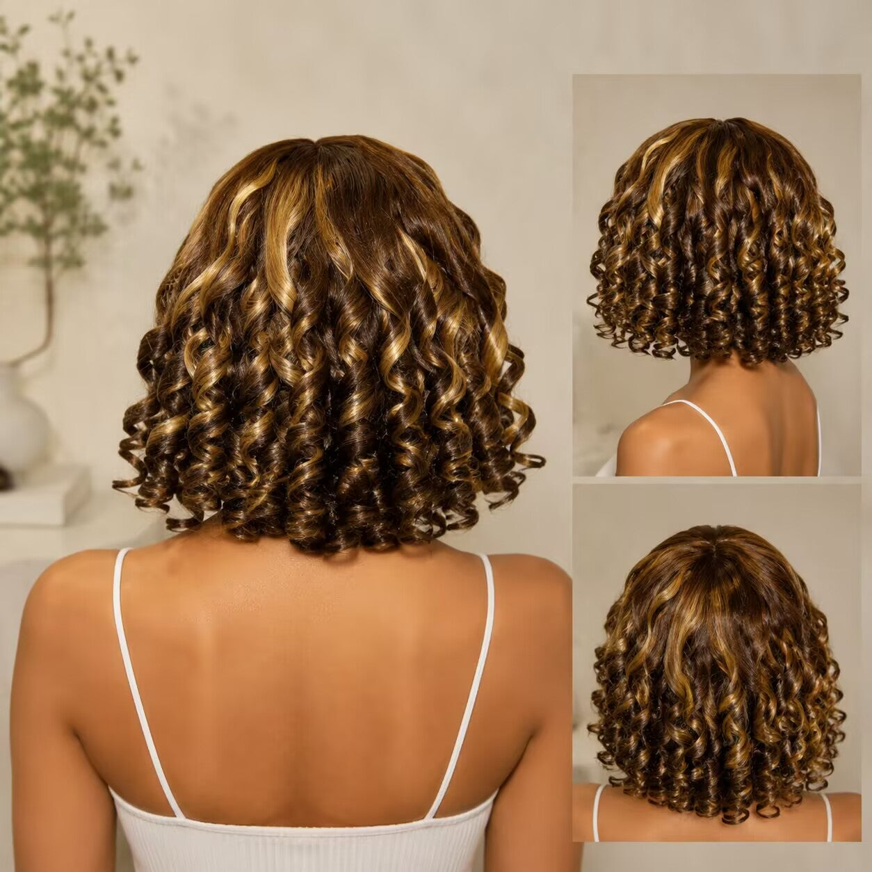 Zlike Egg Roll Bob Curly Highlight Human Hair Wig 5x5 & 13x4 Transparent Lace Frontal Wig