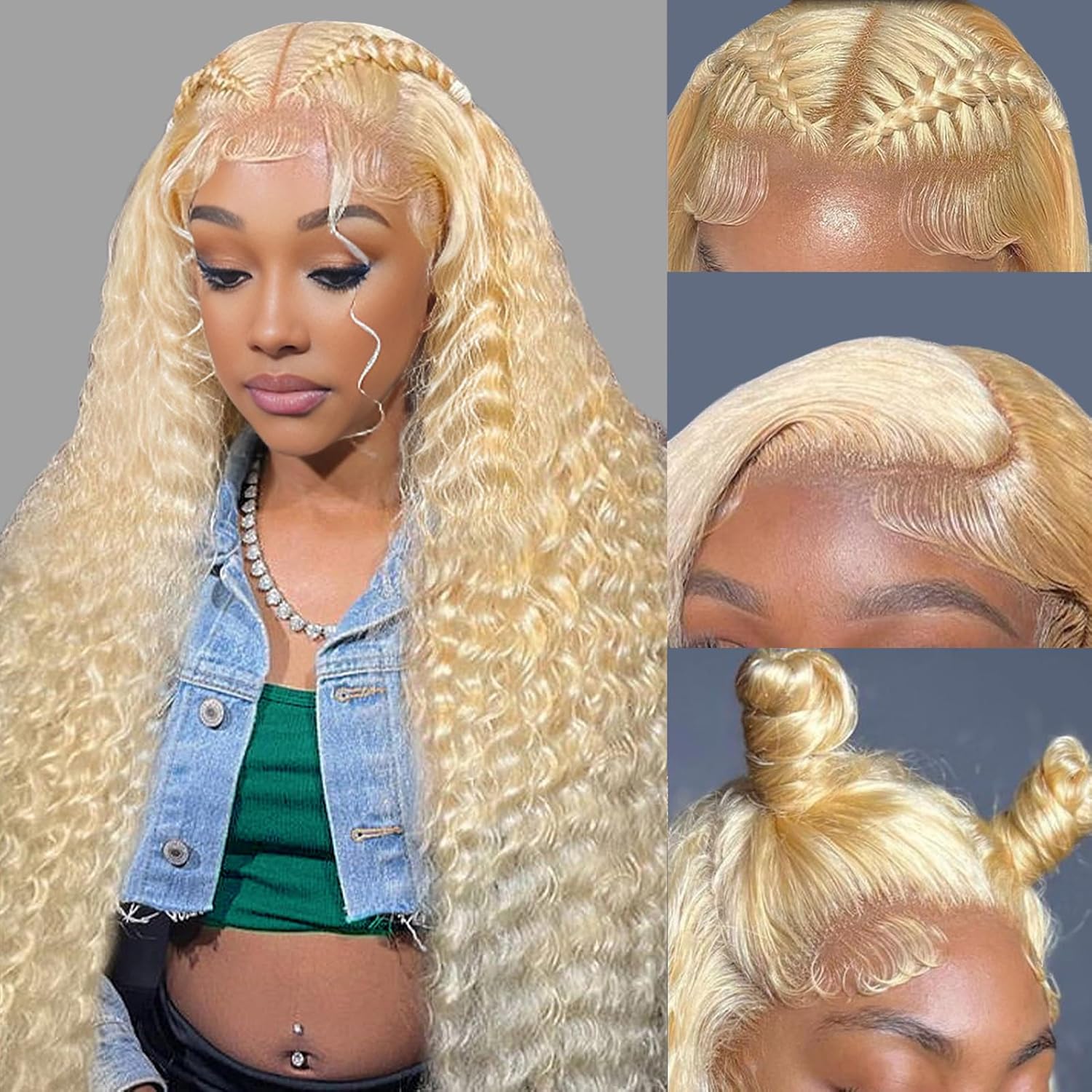 613 Blonde Jerry Curly 13x4 Lace Virgin Human Hair Wigs Pre-Plucked Natural Hairline-Zlike