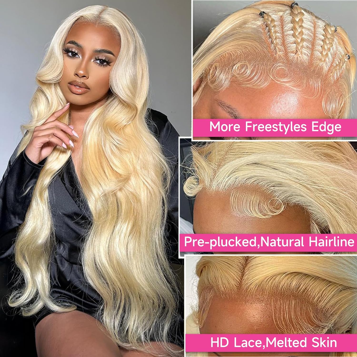 Code: ZL100F | Zlike 613 Blonde Body Wave Human Hair Wigs Transparent 13x4 Lace Front Wigs For Women
