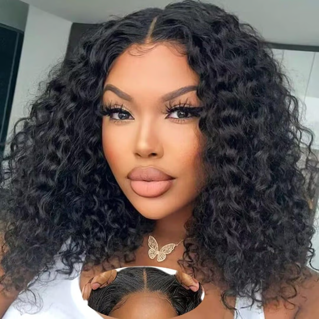 Zlike Wet and Wavy 5x5 Closure Pre-Cut Lace Water Wave Wigs Glueless Side Part Human Hair Wigs