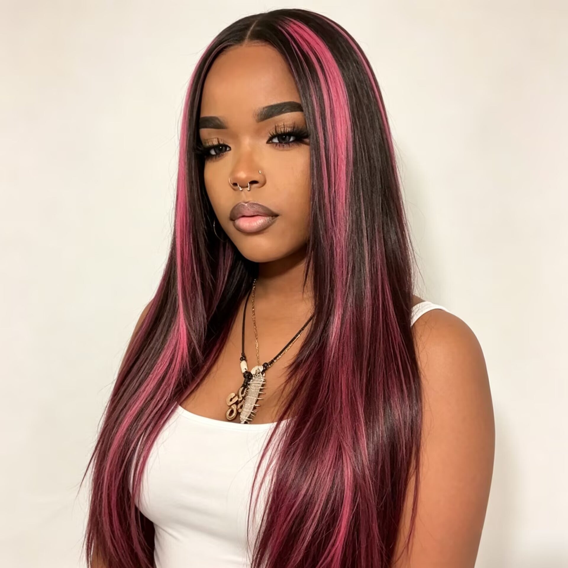 Zlike Pink Highlight 99J Piano Color Body Wave Human Hair Wig 13x6 Lace Front Drawstring Glueless Wig