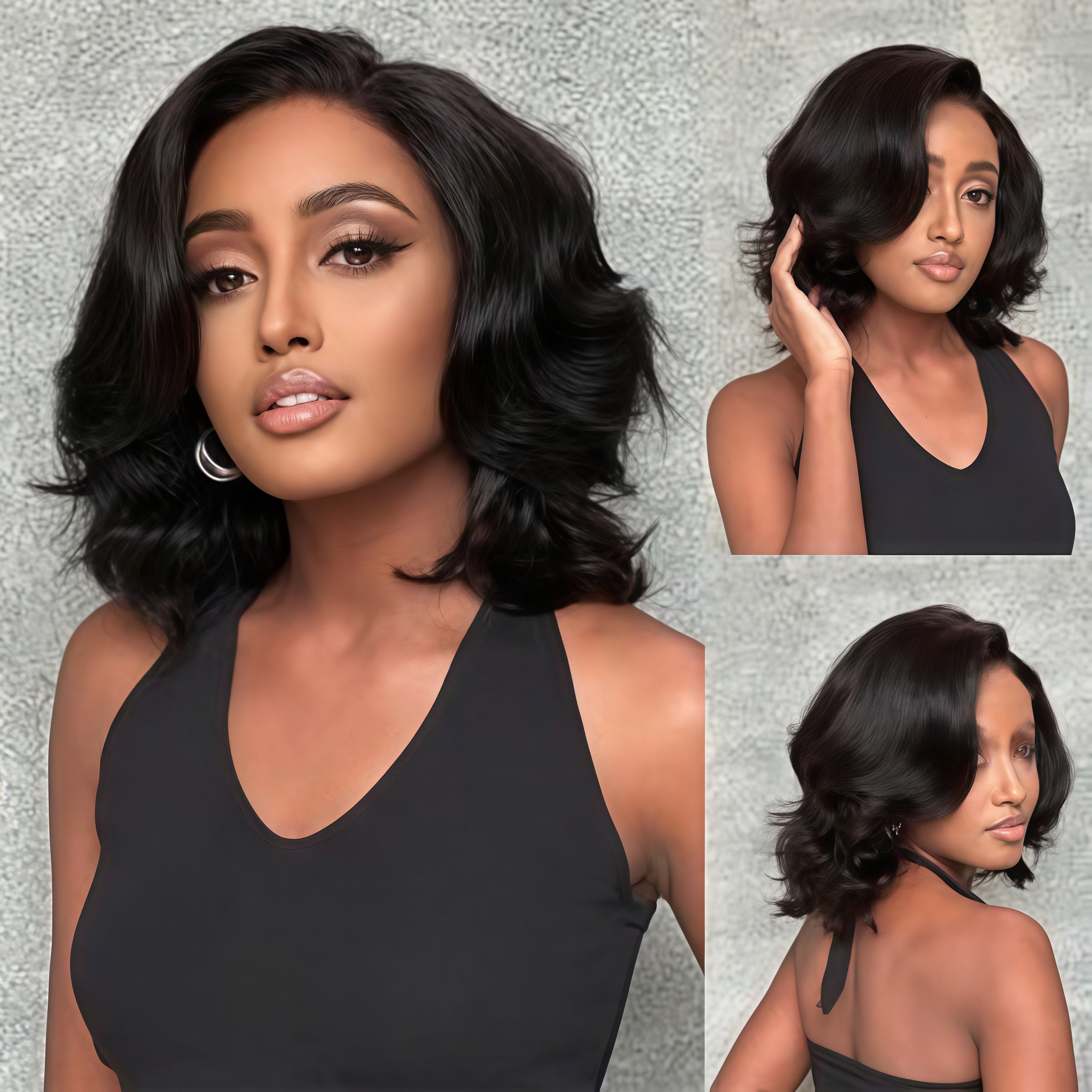 Zlike Layered Cut Bob Wigs Pre Plucked Body Wave Transparent Lace Closure Human Hair Wigs