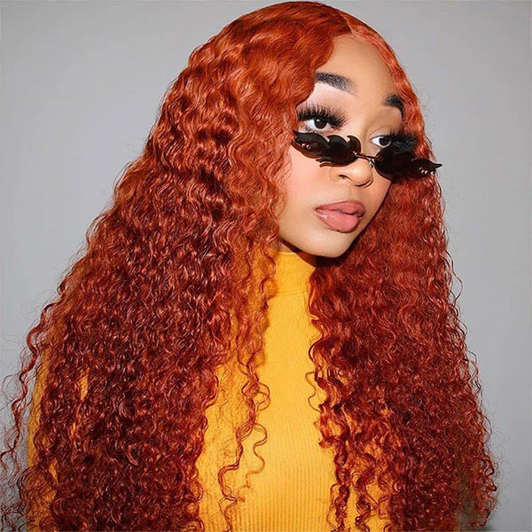 Clearance Sale | Ginger Orange #350 Jerry Curly Wigs 13x6 Transparent Lace Front Wigs 100% Virgin Human Hair
