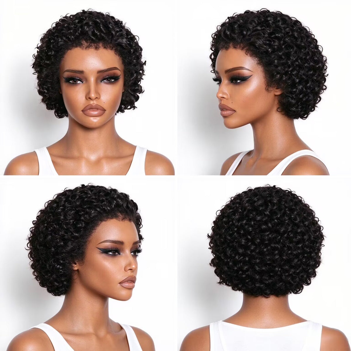 Zlike Short Pixie Cut Curly Human Hair Wig with Kinky Edges 13x4 Lace Front Glueless Wig Natural Scalp Look Everyday Wear