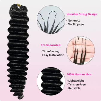 Zlike Deep Curly Crochet Human Hair for Natural Boho Braids Miracle knots