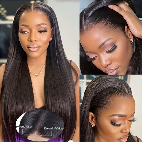 Bleached Knots Glueless 9x6 Straight Human Hair Lace Closure Wigs Pre-Plucked Natural Hairline