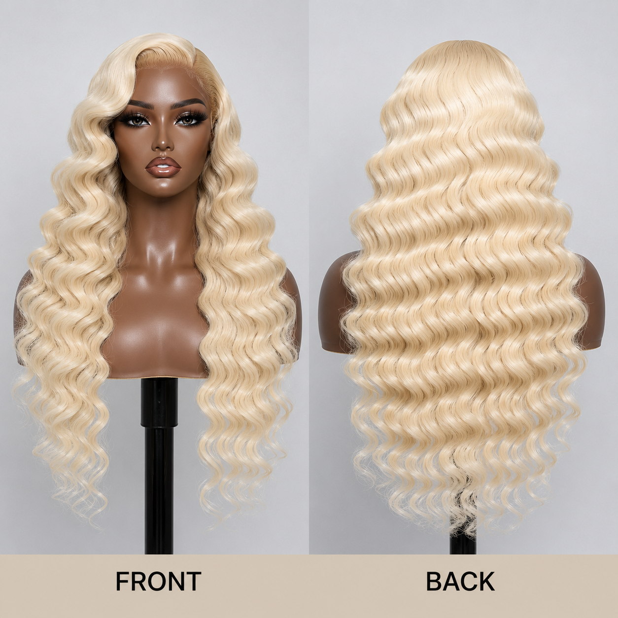 Zlike 300% Density #613 Blonde Wigs Bouncy Wavy Lace Wig 100% Human Hair Transparent Lace Front Wigs