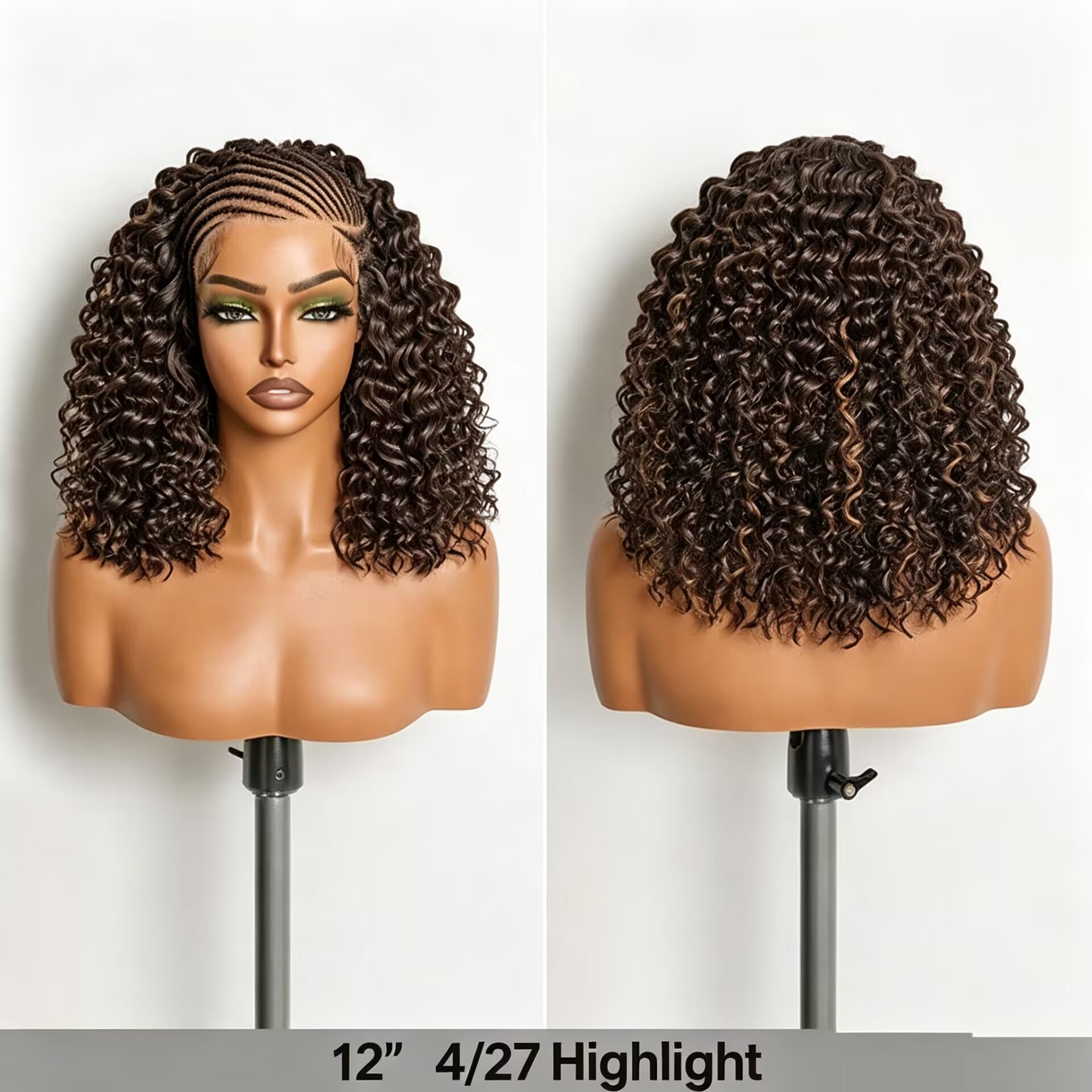 Zlike 13x6 Frontal Lace Braid Wig Pre-Braided Glueless Human Hair Wig with Natural Baby Hair Full Volume