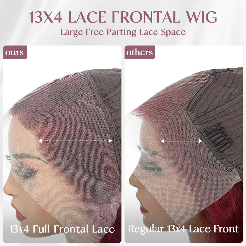 99J Burgundy Deep Wave 13x4 Lace Front Wig High Density 100% Human Hair Wigs