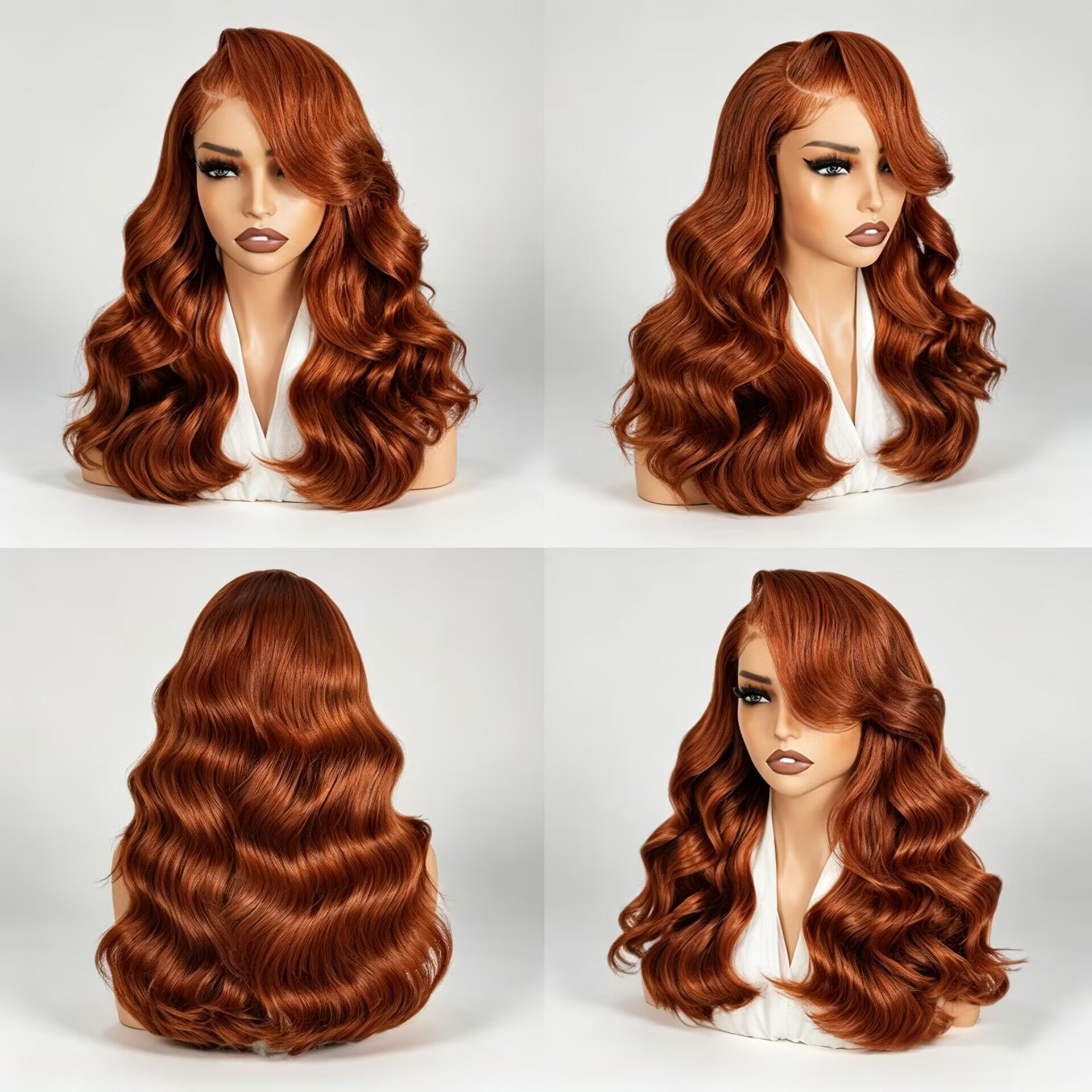 Zlike Burnt Orange Human Hair Wig With Side Part Layered Loose Body Wave 7x5 Lace Glueless Beginner Friendly Wig
