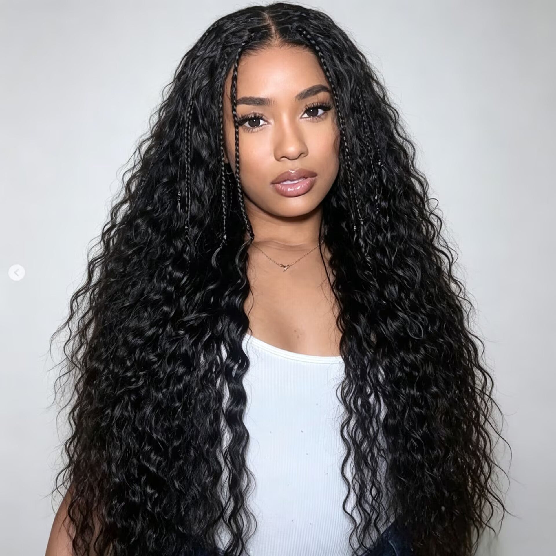 Zlike Glueless Long Loose Curls with Braided Parting 7x5 & 13x4 Transparent Lace Front Pre-Plucked Ready to Wear