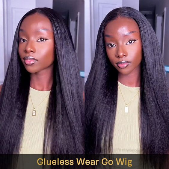 Yaki Straight Pre Cut Wear Go Lace Closure Wigs Glueless Human Hair Wigs With Baby Hair